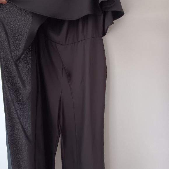 Venus One-Shoulder Draped Front Black Special Occasion Jumpsuit, Women's 10 - Picture 4 of 13